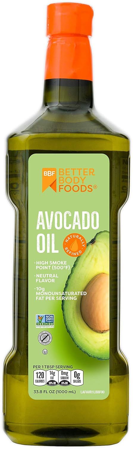 BetterBody Foods Refined Non-GMO Cooking Avocado Oil for Paleo and Keto, 1 Liter, 33.8 Fl Oz | Amazon (US)