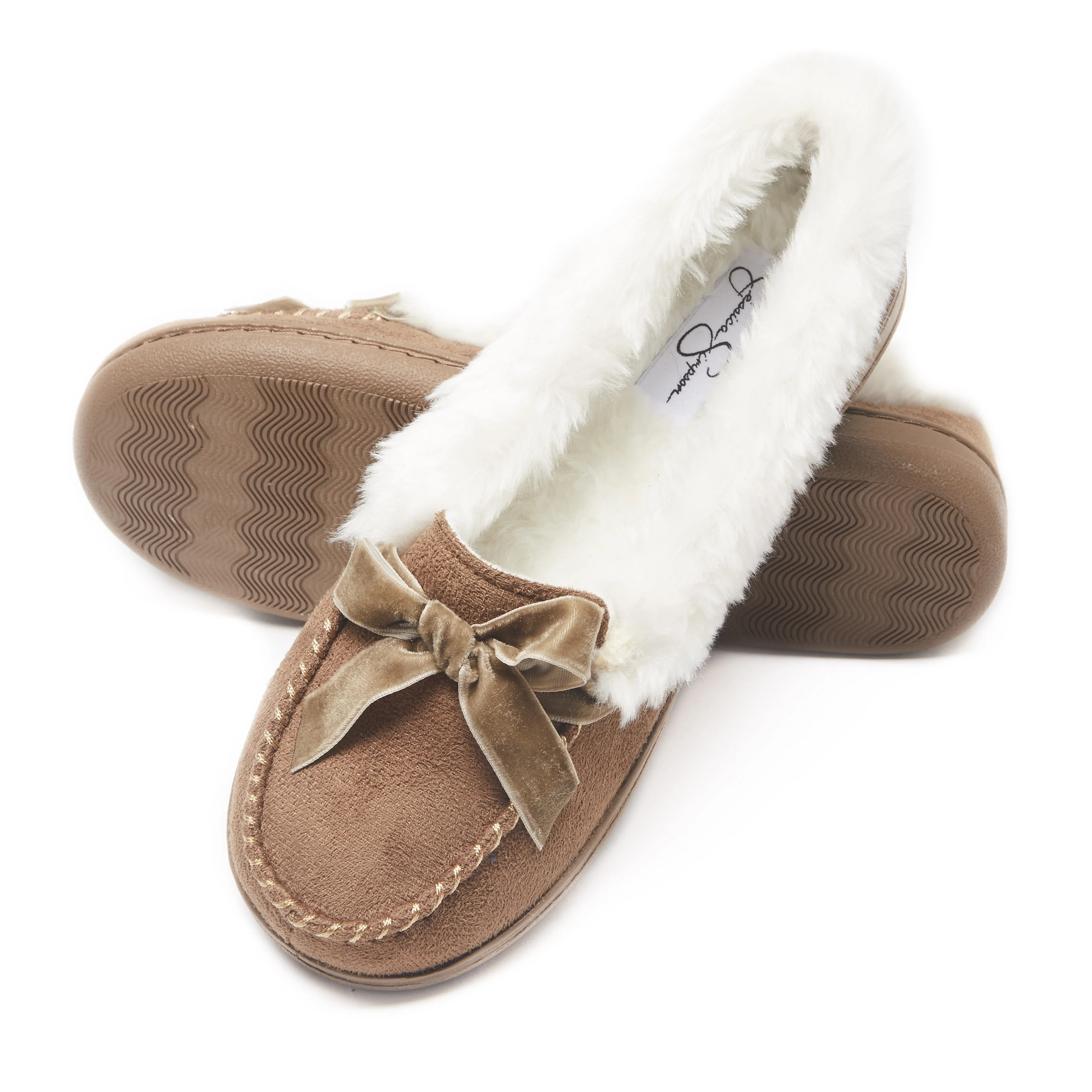 Jessica Simpson Womens Micro Suede Moccasin Indoor Outdoor Slipper Shoe | Walmart (US)
