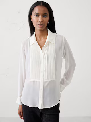 Tuxedo-Bib Blouse | Banana Republic Factory