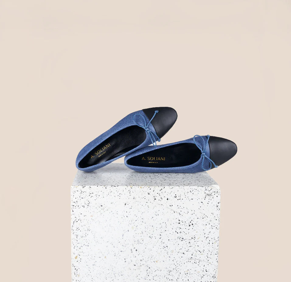 Como Ballet Flat in Denim/Black | A. Soliani | A.Soliani