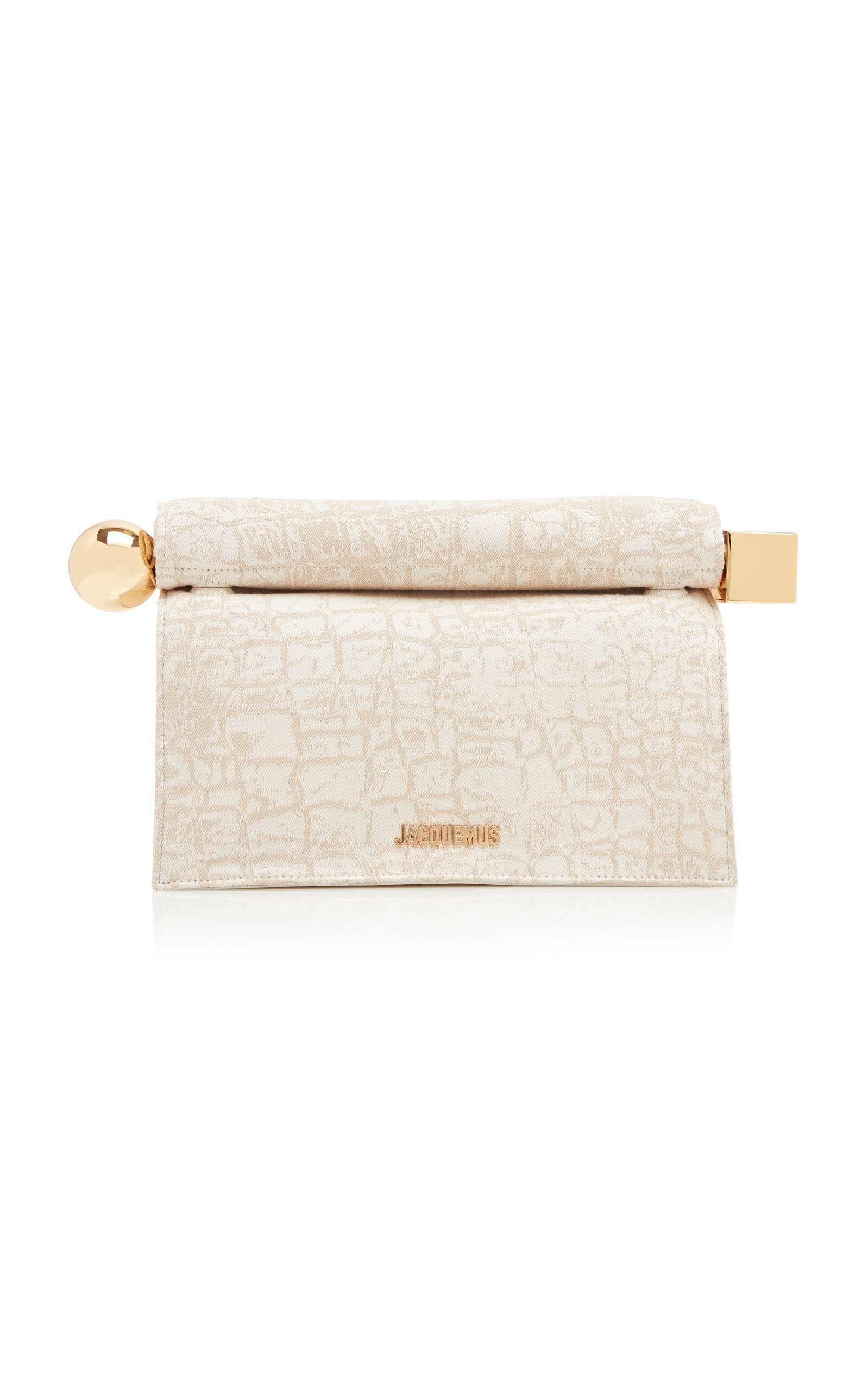 Jacquemus - The Rond Carré Croc-Printed Leather Clutch - Ivory - OS - Moda Operandi | Moda Operandi (Global)