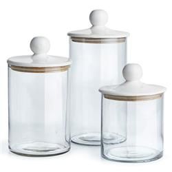 Penny French Country Glass Canisters - Set of 3 | Kathy Kuo Home