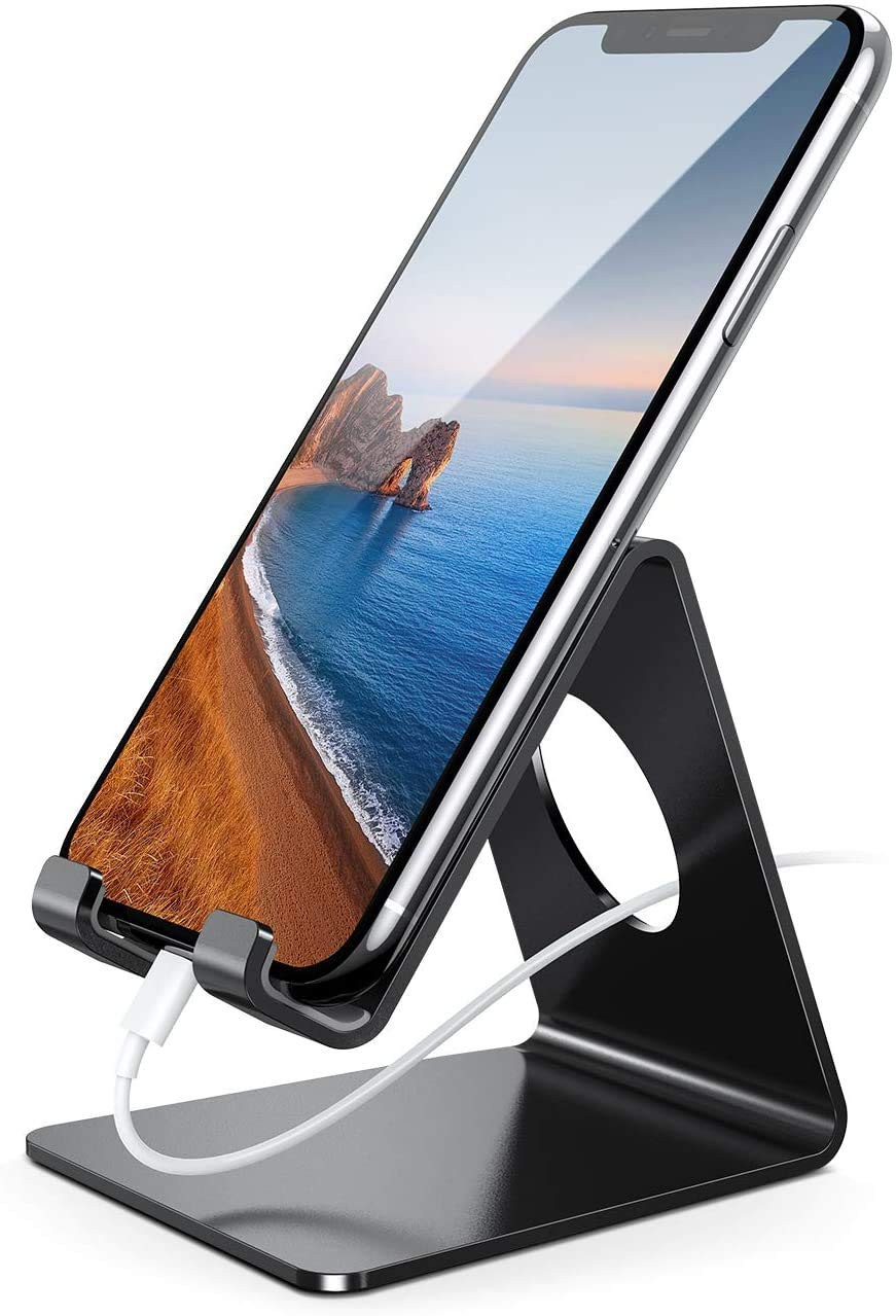 Lamicall Cell Phone Stand, Phone Dock: Cradle, Holder, Stand for Office Desk - Black | Amazon (US)