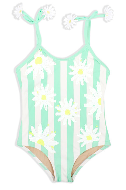 One Piece Magic Sequin Girls 3-14 Mint Daisy | Shade Critters