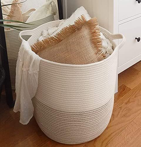 GooBloo Large Cotton Rope Woven Storage Basket - 18” x 16” Tall Decorative Cotton Rope Basket... | Amazon (US)