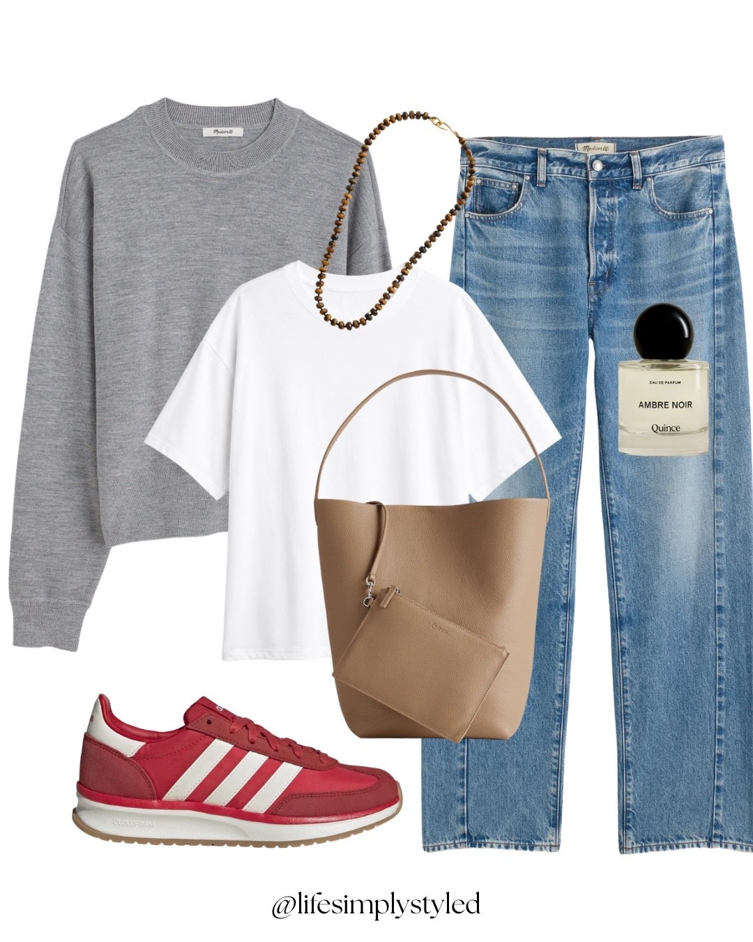 $49 red adidas make a simple outfit so much more fun ❤️