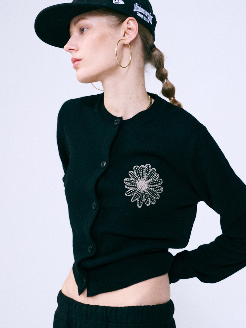 Cashmere Round Neck Cardigan - Black Latte | W Concept (US)