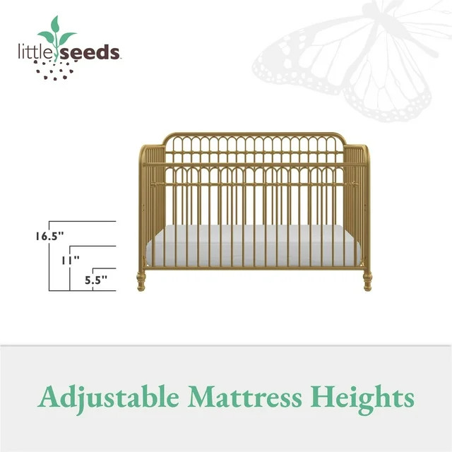 Little Seeds Raven 3-in-1 Convertible Metal Crib, JPMA Certified, Gold | Walmart (US)