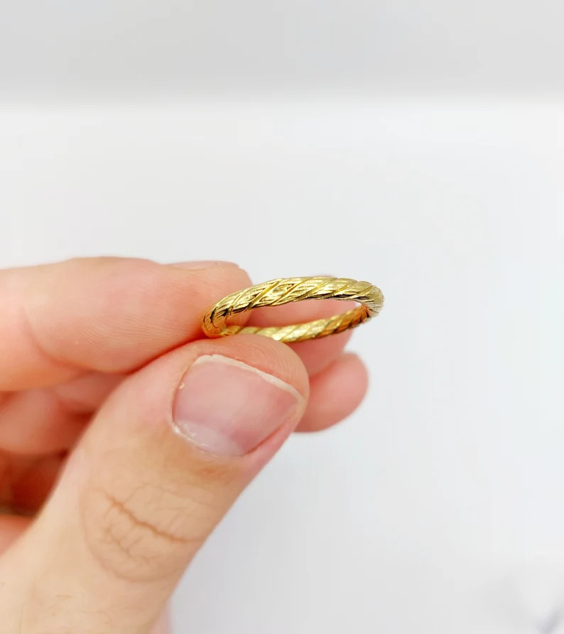Vintage Braided Band Ring 18k Gold Finely Crafted, Stacker, Eternity - Etsy | Etsy (US)
