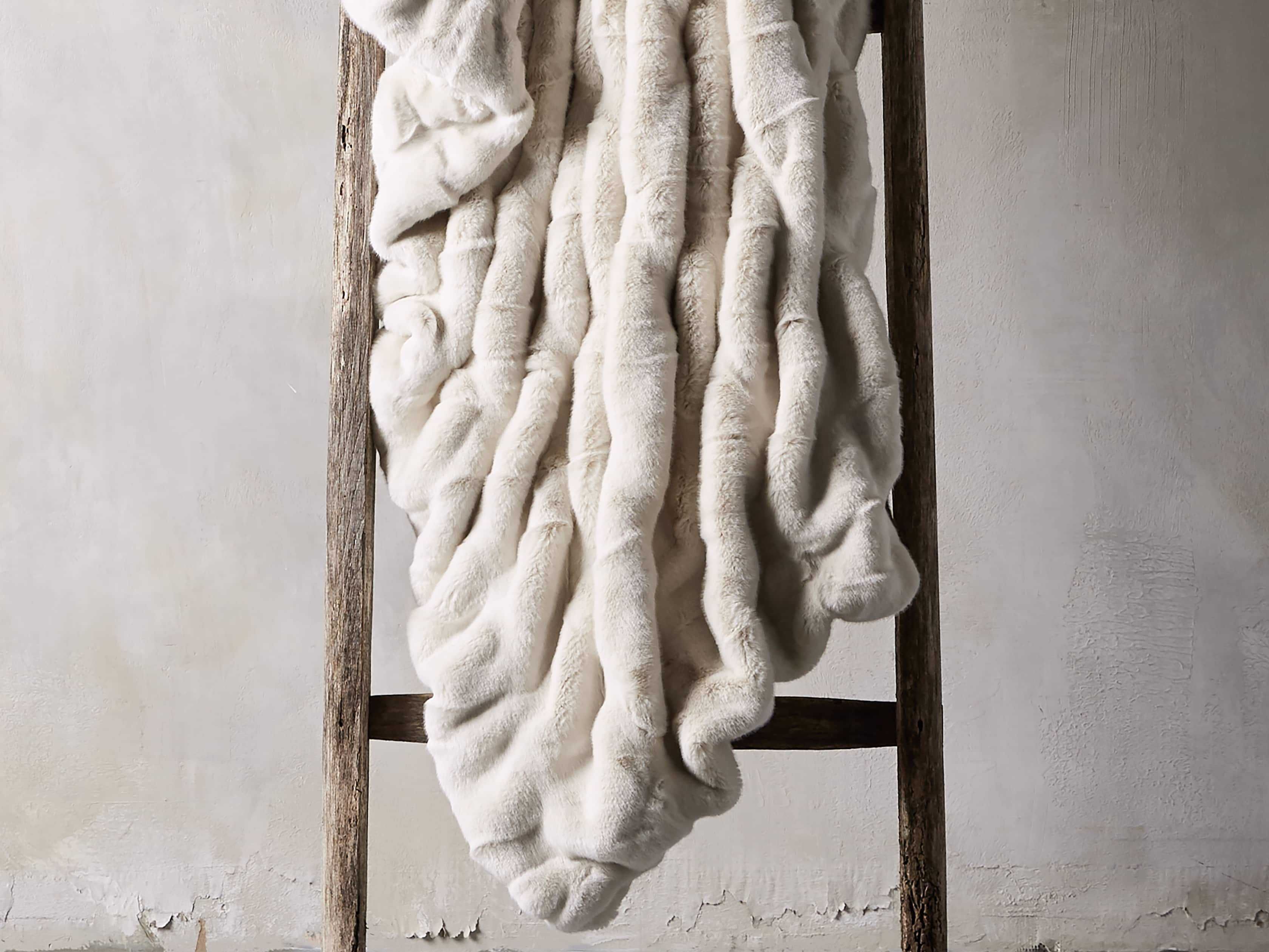 Faux Fur Luxe Oversized Pleated Throw | Arhaus