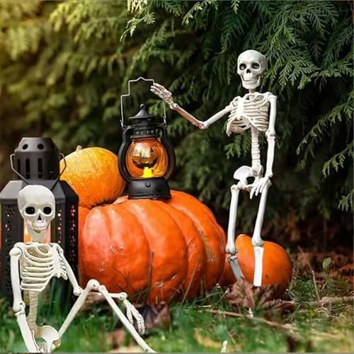 Halloween Skeleton Decorations, 16" Halloween Mini Skeleton with Posable Joints Full Body Poseable Small Skeleton Spooky Poseable Plastic Skeleton Hanging Skeleton Decoration for Graveyard Party Decor | Amazon (US)