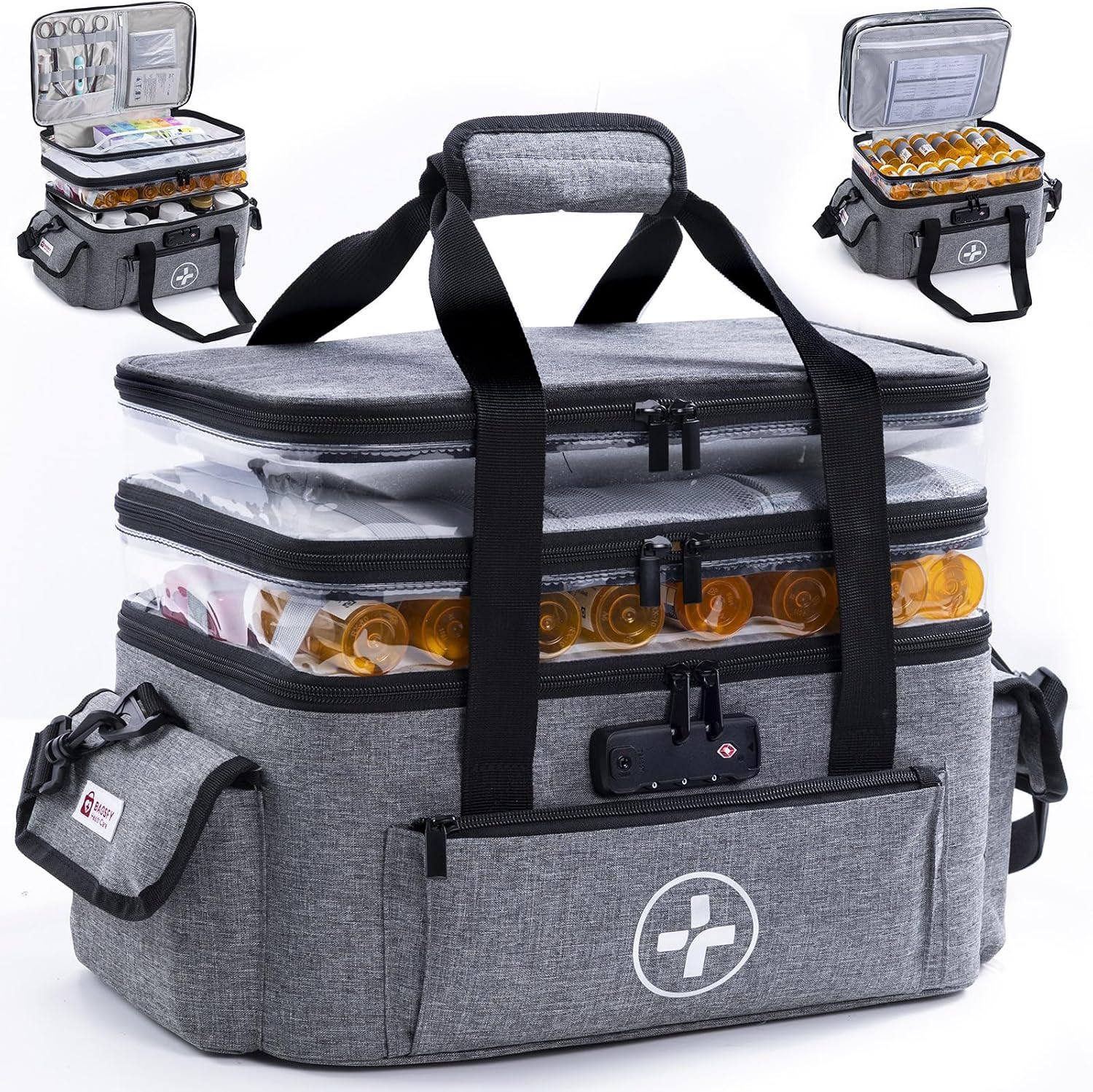 BAGSFY Medicine Bag, 3 Tier Large Medicine Organizer with Combination Lock | Amazon (US)