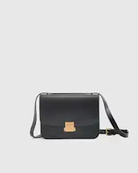 Italian Leather Box Shoulder Bag in Black | Quince