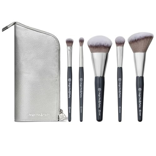 BK BEAUTY BRUSHES - ANGIE HOT & FLASHY Travel Brush Set with Pouch - Foundation Makeup Brushes - Brush for Liquid or Cream Foundations - Under-Eye Concealer | Bronzer, Blush & Highlighter Makeup Brush | Amazon (US)