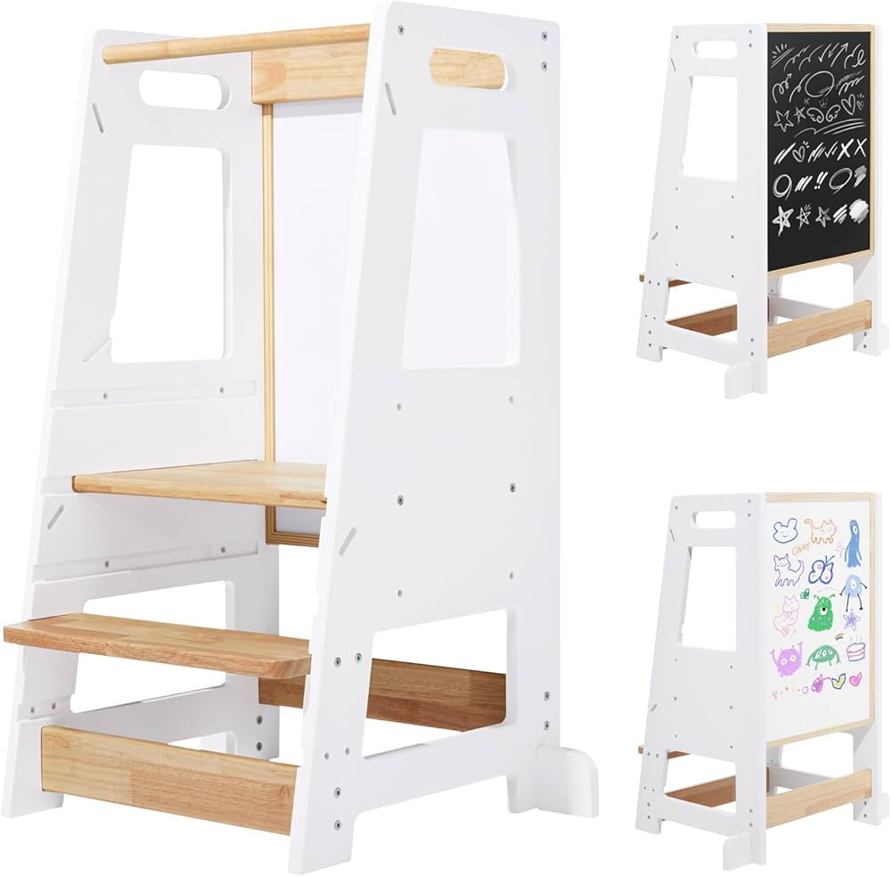 Toddler Stools Helper with Adjustable Height and Anti-Slip Protection, Kids Standing Tower with S... | Amazon (US)