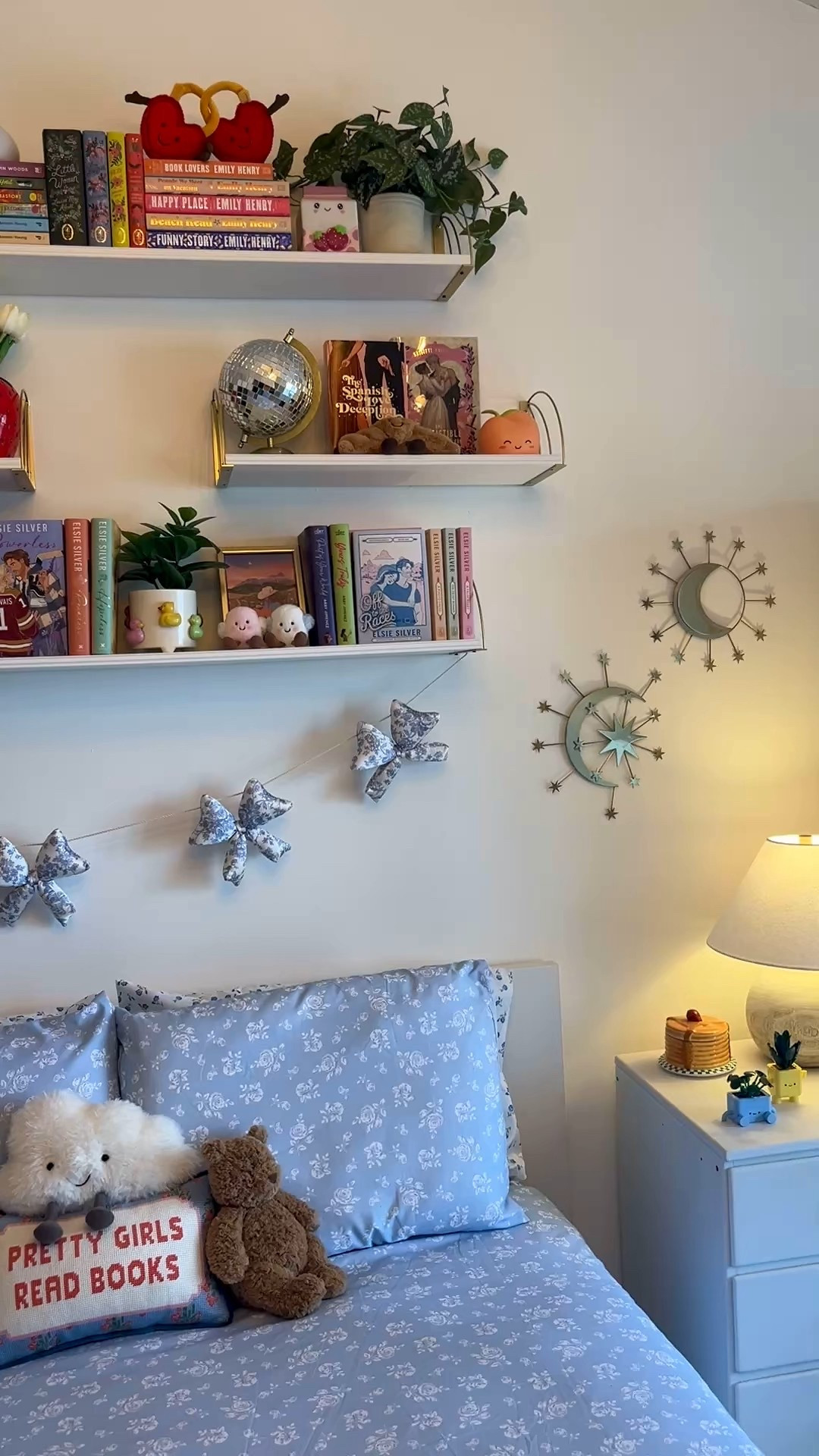 My Happy Place 🫶🏻

About to change my bedding for V-Day but I’ll come back to this look soon! 

Keywords: Eclectic decor, bedroom decor, bookshelves, wall shelf, hanging shelf, books, garland, bow, floral, legos, throw blanket, plants, candle, Jellycat, plush

#LTKHome #LTKU #LTKselfcare