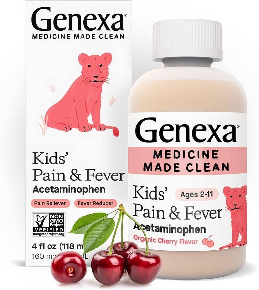 Genexa Kids’ Pain and Fever Reducer | Childrens Acetaminophen, Dye Free, Liquid Oral Suspension... | Amazon (US)