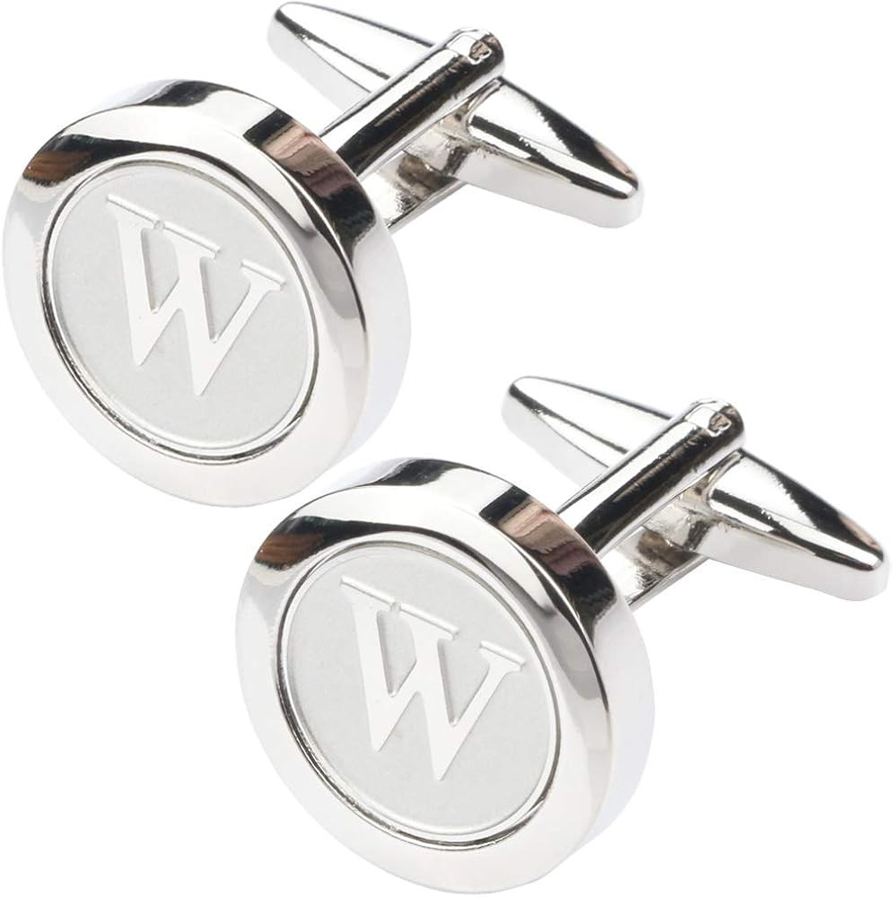 Mens Classic Stainless Steel Initial Cufflinks 26 Alphabet Initial Letter Cufflinks Business Wedd... | Amazon (US)