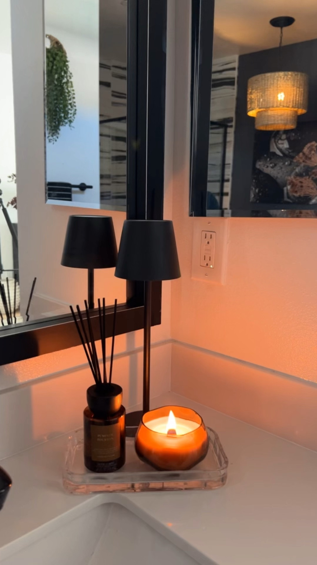 Fall bathroom decor, fall themed bathroom decor, fall decorations, primary bathroom counter styling, fall bathroom styling, cordless wireless lamp, candle decor

#LTKSeasonal #LTKHome