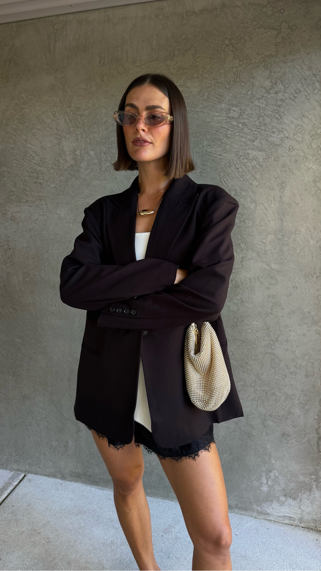 Showing you how I’m styling black lace shorts from day to night, Autumn edition. I took my usual size 10 in everything except the blazer (sized up to a 12). I am loving the white under the v neck jumper  

#LTKTall #LTKootd