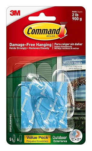 Command 17091CLRAWVPES 051141397085 Medium Hooks, Clear-Outdoor, 5 Count | Amazon (US)