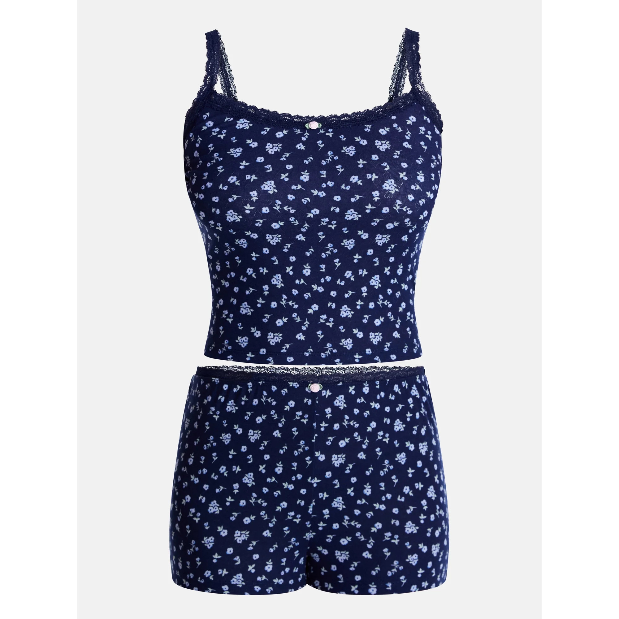 No Boundaries Sleep Top and Shorts Pajama Set, 2-Piece, Women’s XXS-3X | Walmart (US)