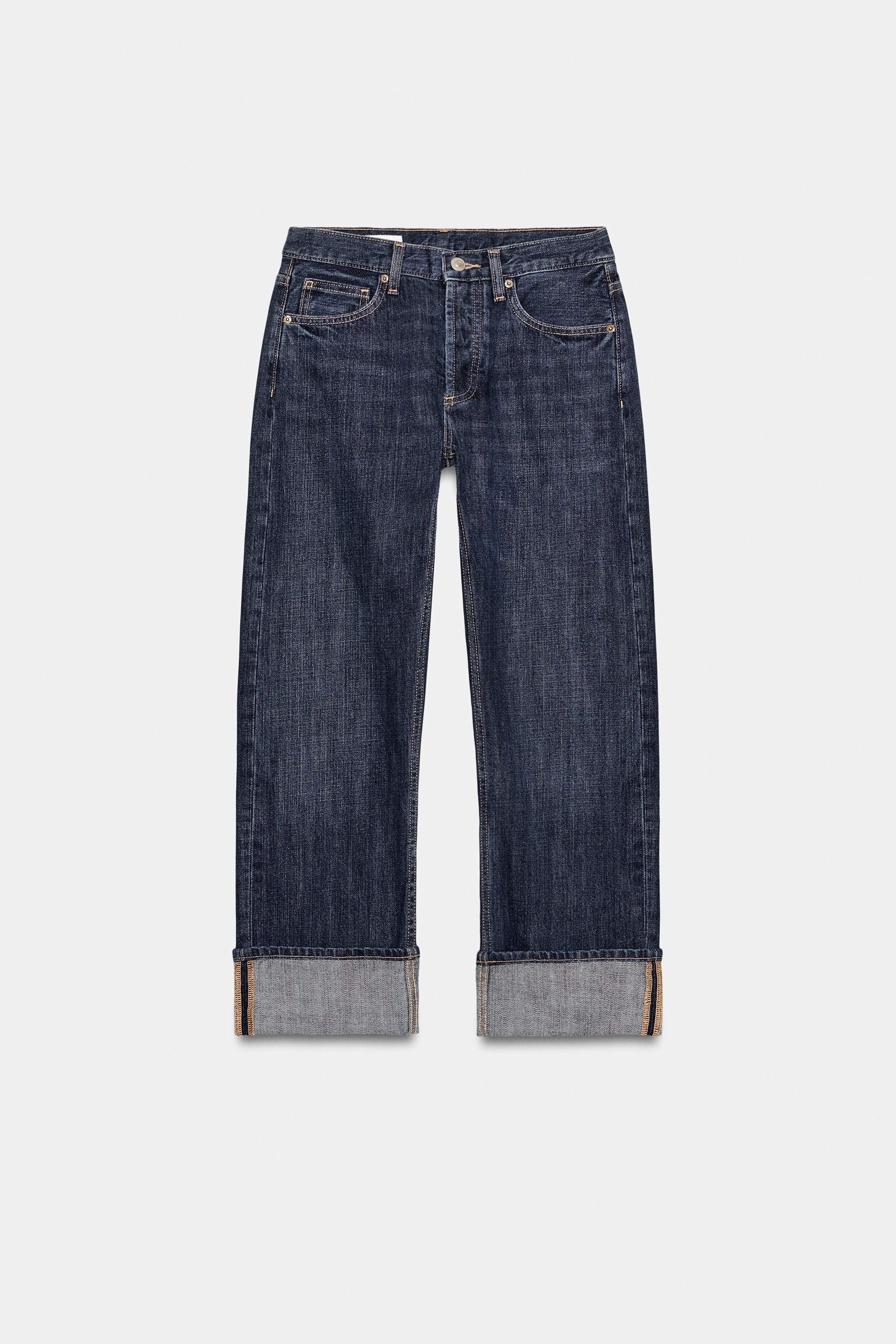 TRF MID-RISE FOLD-UP STRAIGHT LEG JEANS | Zara Canada