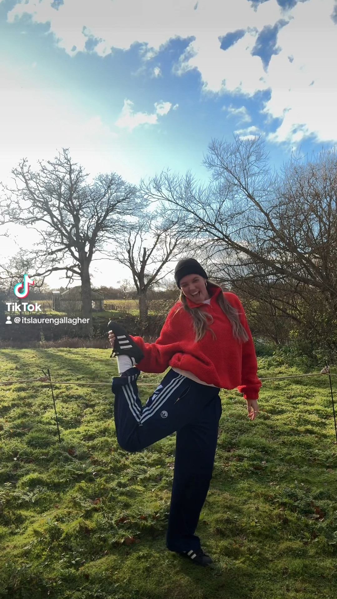 A cosy casual winter outfit! Wearing a red fleece from ASOS, navy Adidas firebird track pants, a Uniqlo long sleeve white top and a black ASOS beanie 🥶

#uniqlo #asseenonme #winteroutfit #winterstyle #tomboyoutfit #casualoutfit 

#LTKstyletip #LTKuk #LTKwinter