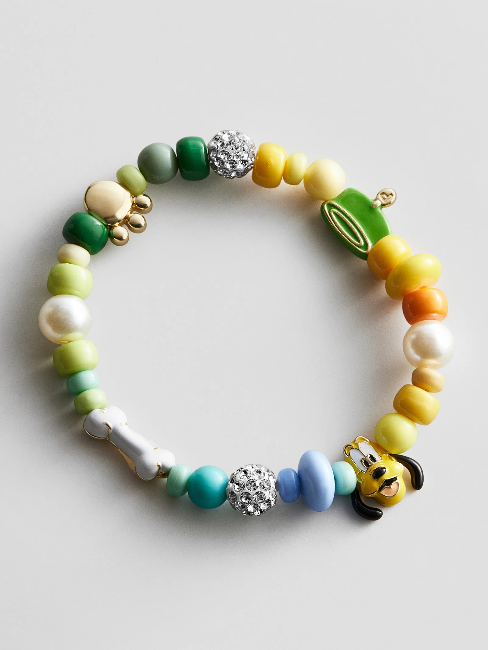 Disney Pluto Beaded Multicolored Charm Bracelet - Pluto | BaubleBar