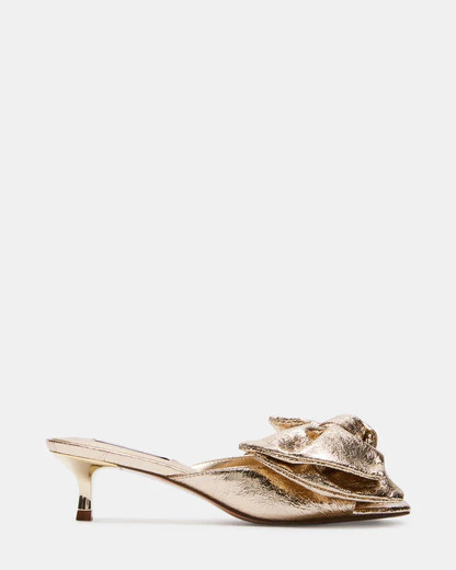 KIT Gold Bow Mule Kitten Heel | Women's Heels | Steve Madden (US)