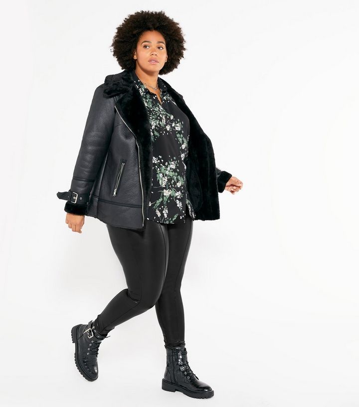 Curves Black Leather-Look High Waist Leggings
						
						Add to Saved Items
						Remove from S... | New Look (UK)