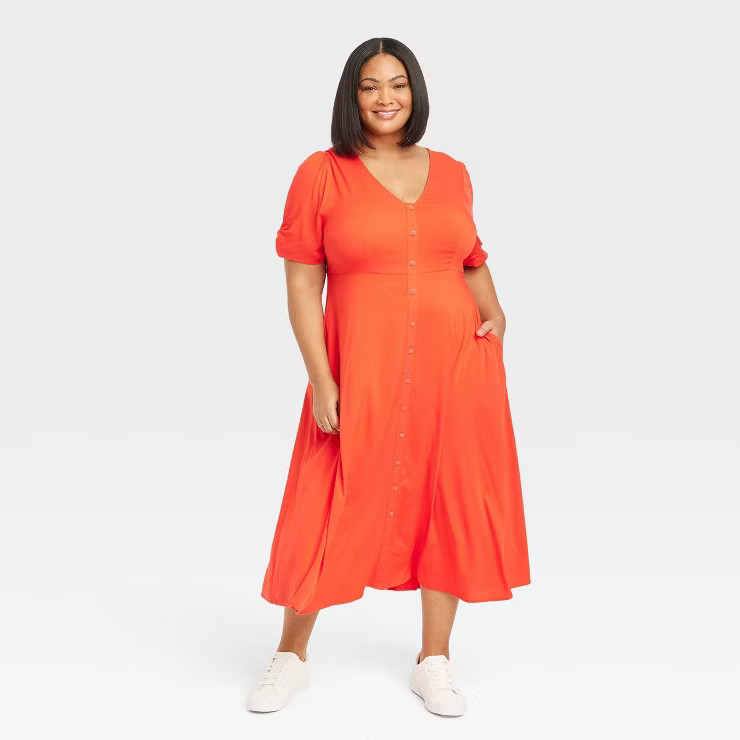 Women's Short Sleeve Button-Front Shirtdress - Ava & Viv™ | Target