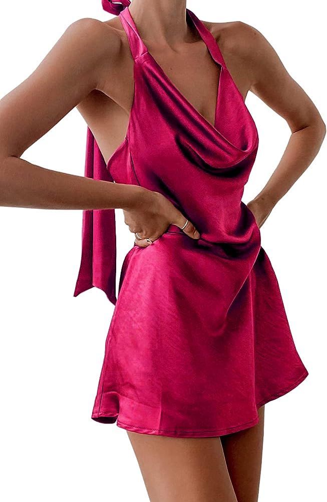 Rose Satin Mini Dress | Amazon (US)