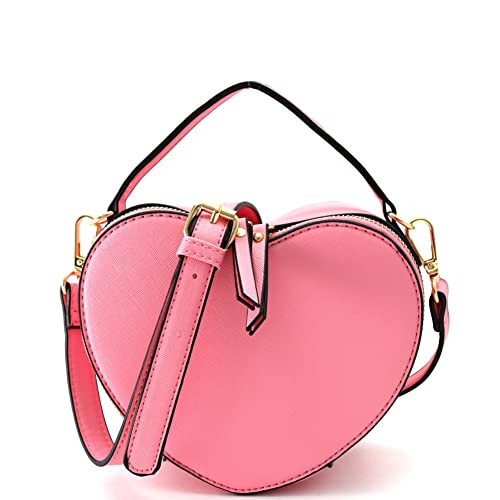 Cute Heart Shape Girls Womens Vegan Leather Small Handle Satchel Crossbody Purse | Amazon (US)