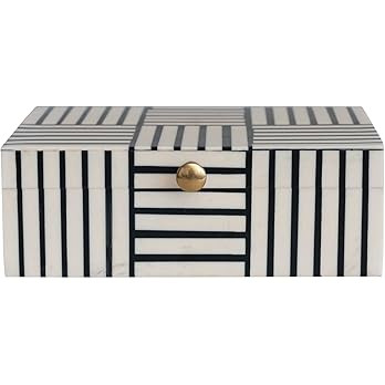 Bloomingville Modern Resin Striped Block Pattern and Gold Clasp, Black and White Box | Amazon (US)