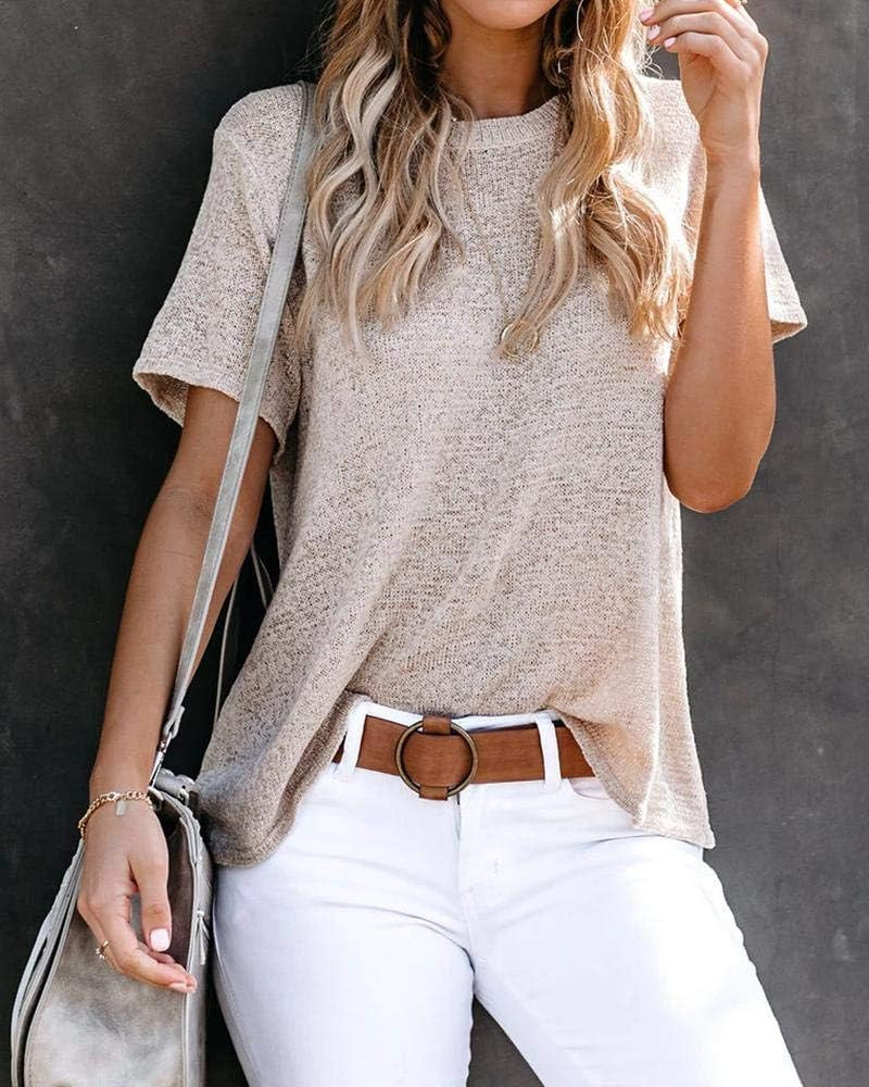 FERBIA Women Sheer Tops Loose Summer T Shirts Crochet Flowy Blouse Short Sleeve Casual Crew Neck Top | Amazon (US)