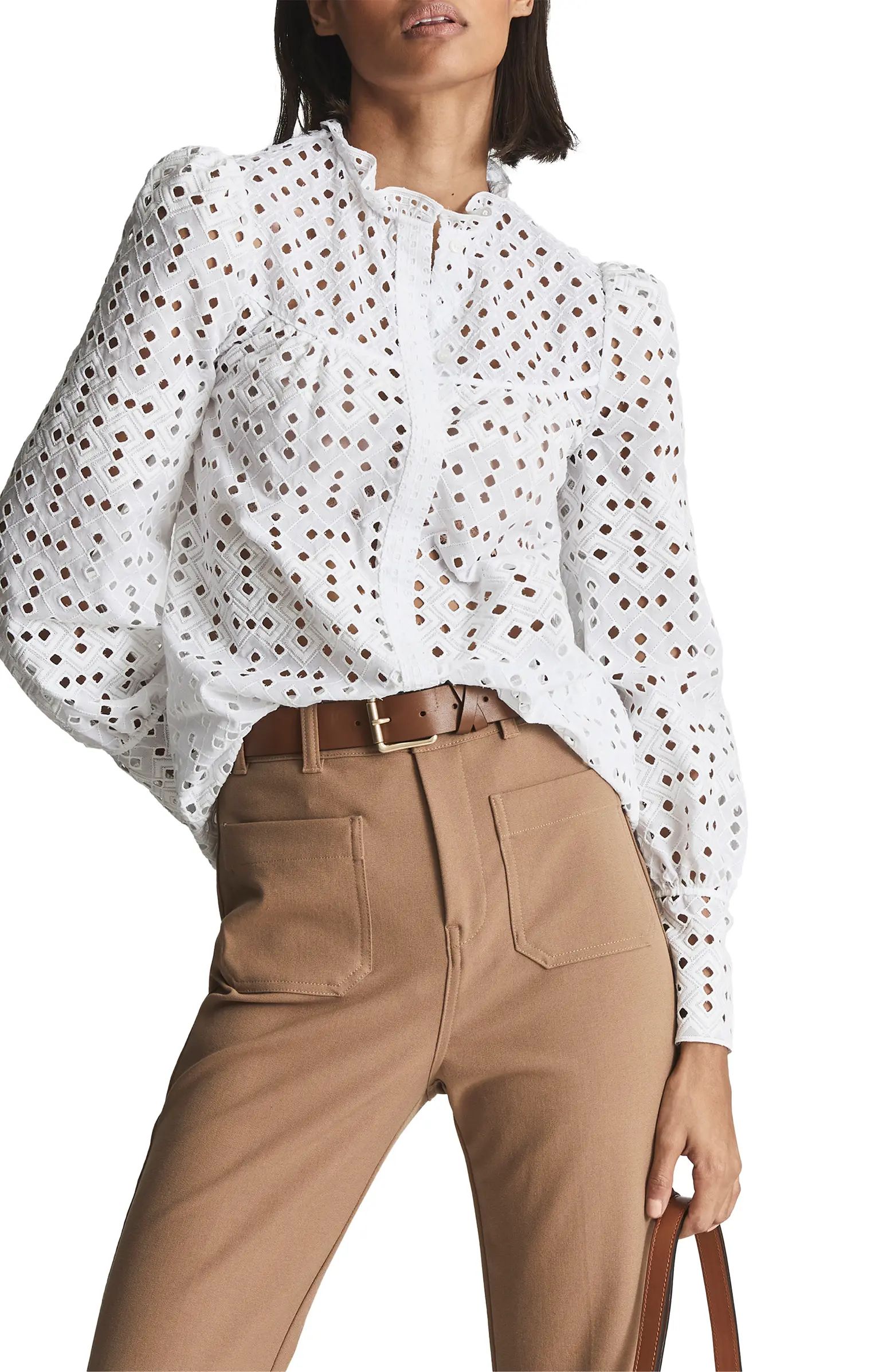 Reiss Yasmin Embroidered Top | Nordstrom | Nordstrom