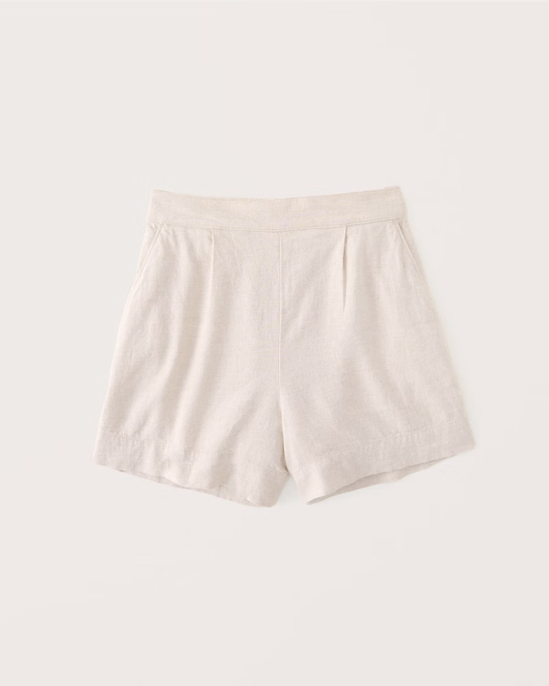 Women's Linen-Blend Pull-On Shorts | Women's Bottoms | Abercrombie.com | Abercrombie & Fitch (US)