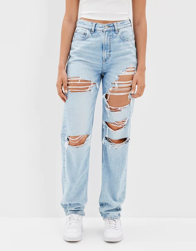 AE Ripped Highest Waist Baggy Straight Jean | American Eagle Outfitters (US & CA)