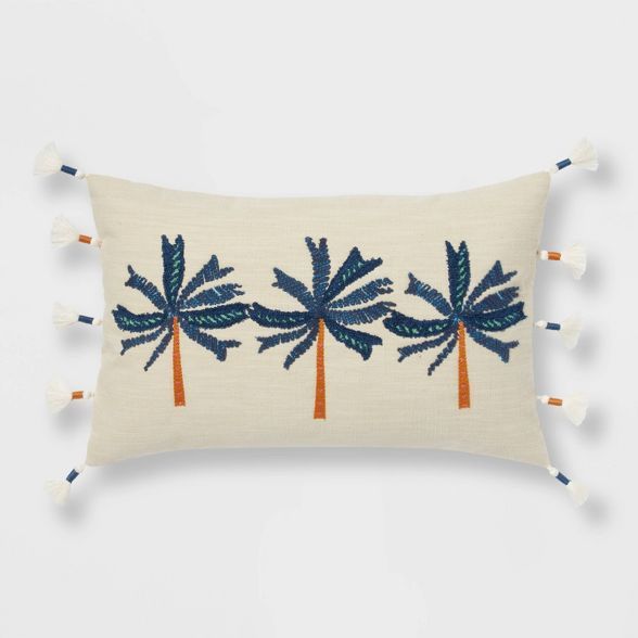 Embroidered Triple Palm Tree Lumbar Throw Pillow - Opalhouse™ | Target