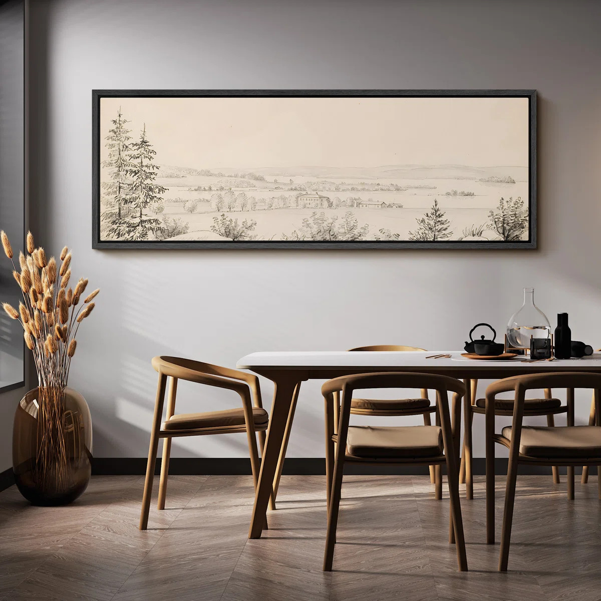 IDEA4WALL Serene Winter Panorama Elegant Snowy Countryside Decor Framed On Canvas Print | Wayfair | Wayfair North America