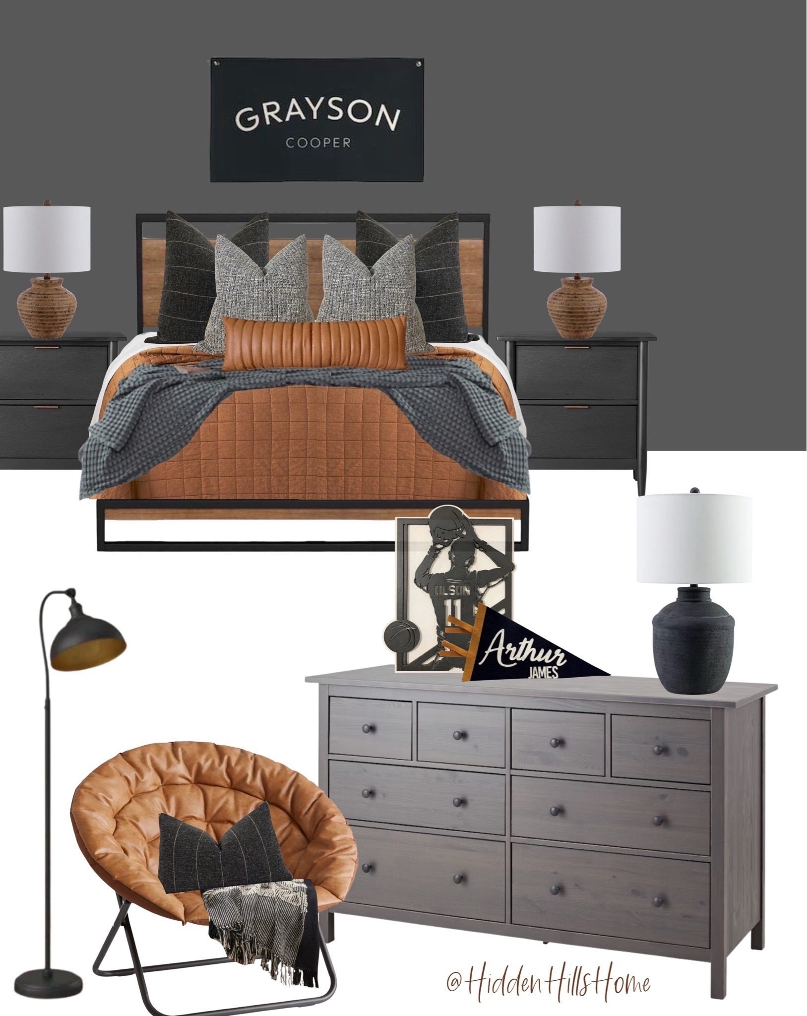 Gray boys bedroom mood board, boys sports bedroom design, masculine bedroom for teen boys, teenage boys room decor #moodboard

#LTKHome #LTKSaleAlert #LTKKids