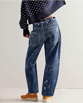 LifeShe Women's Baggy Barrel Jeans Casual Boyfriend Mid Rise Drawstring Wide Leg Denim Pants | Amazon (US)
