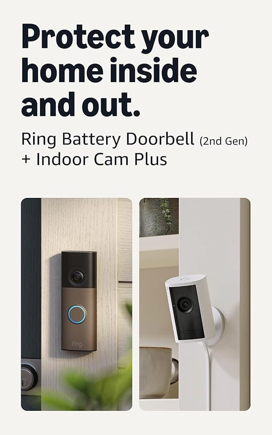 Ring Battery Doorbell (newest model), Matte Mocha with Indoor Cam Plus, White | Amazon (US)