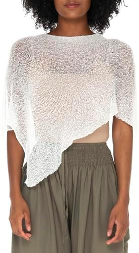 SHU-SHI Women’s Sheer Knit Poncho Shrug – Lightweight Summer Cover Up, Bolero, Pullover Sweat... | Amazon (US)