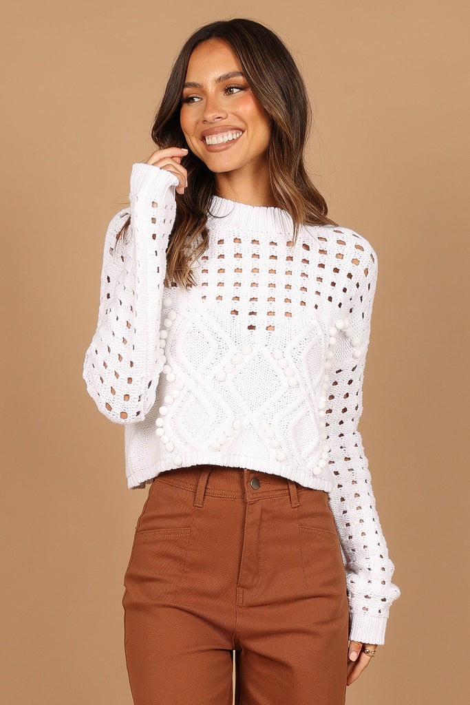 Temaire Knit Sweater - White | Petal & Pup (US)