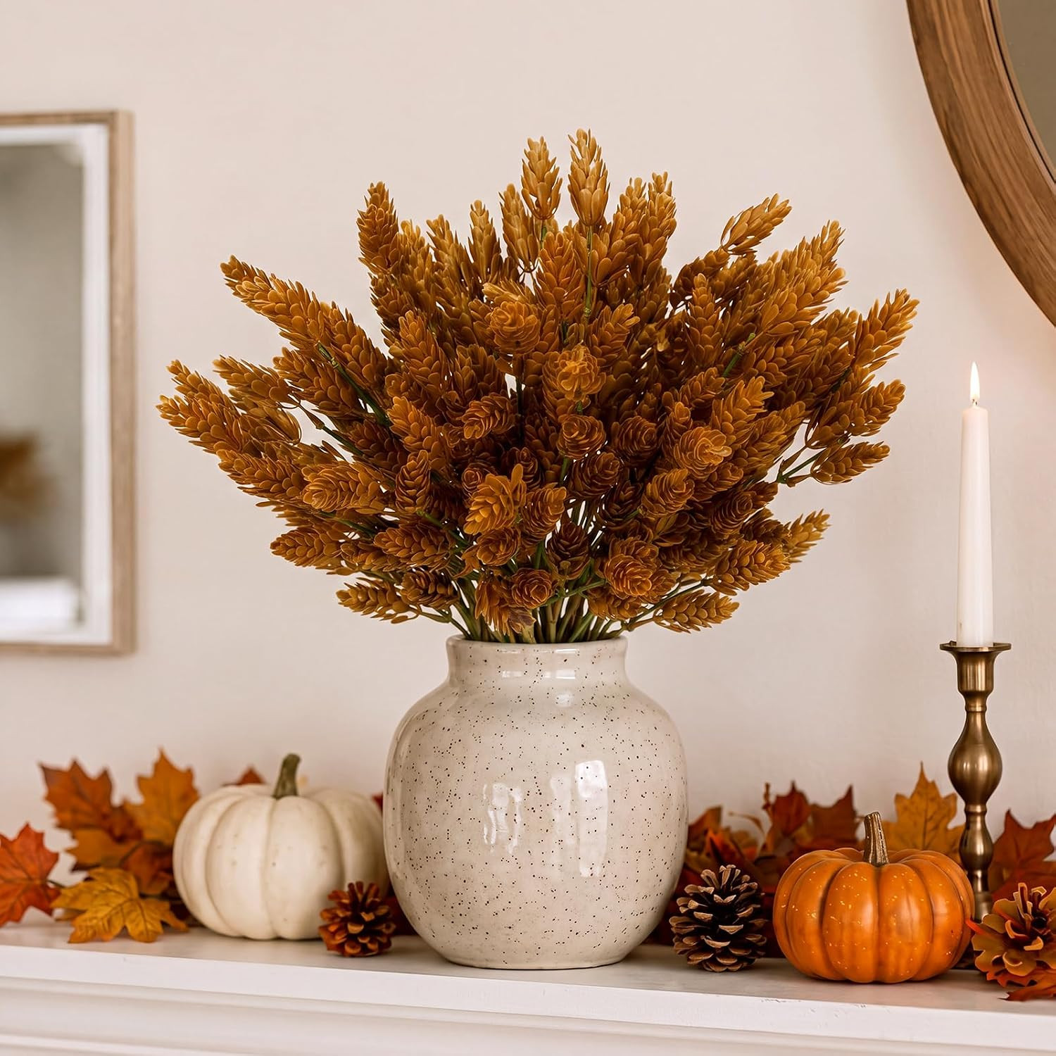 Wavwavw 6 Pcs Fall Flowers Artificial for Vase 12.5 Inch Orange Hops Stems | Amazon (US)