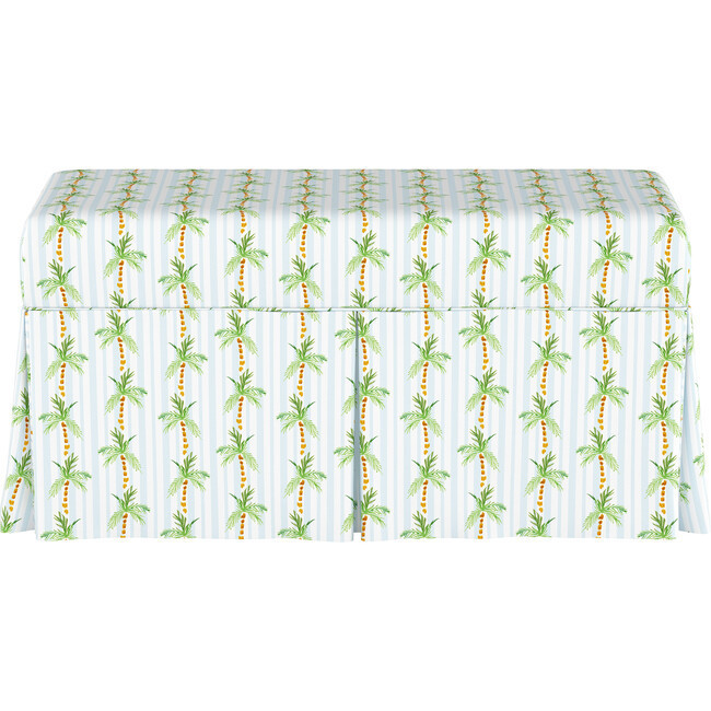Skirted Storage Bench, Palm Tree Stripe Blue | Maisonette
