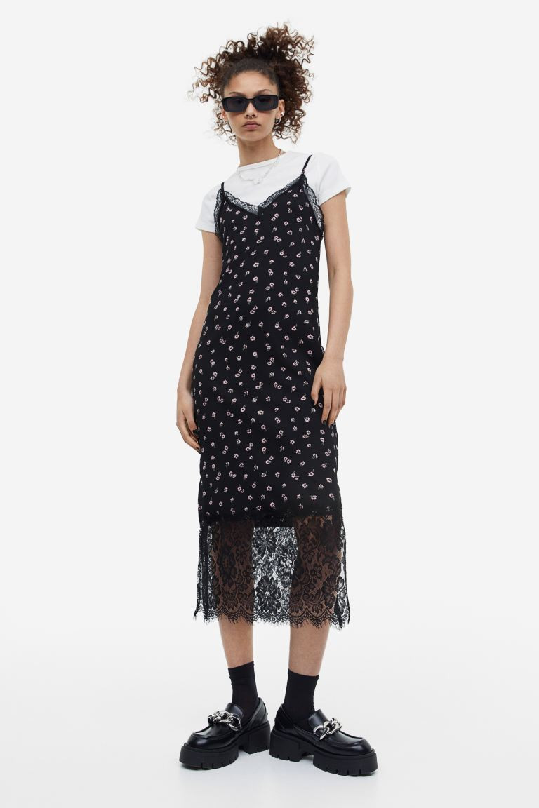 Lace-trimmed Crêped Slip Dress | H&M (US + CA)