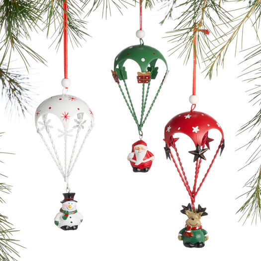 Metal Christmas Character Parachute Ornaments Set of 3 by World Market | World Market